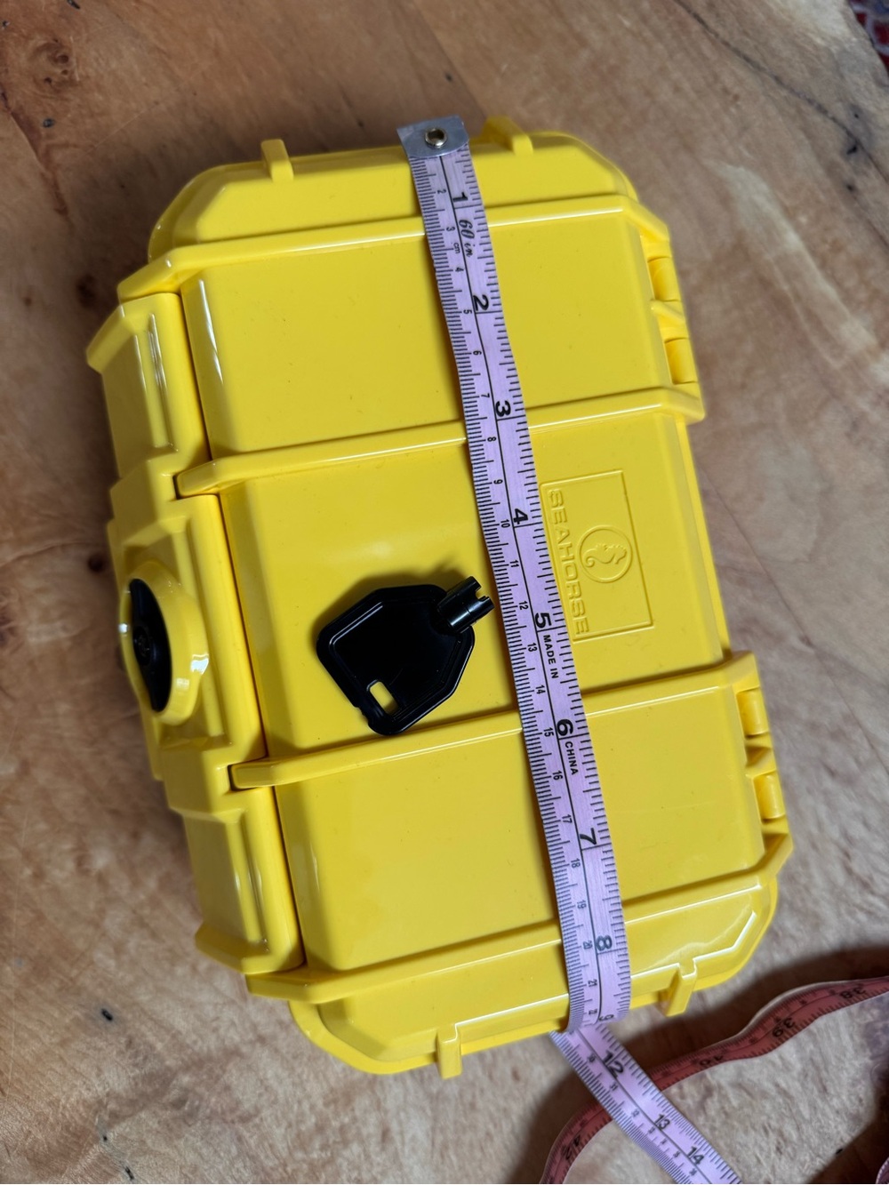Seahorse Yellow Waterproof Protective Case for Electronics with key, NEW